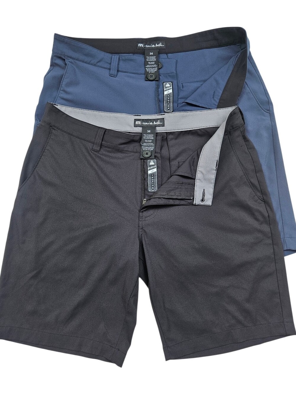Lot 2 TravisMathew Golf Shorts Mens 34 Black Slate Blue Stretch Performance
